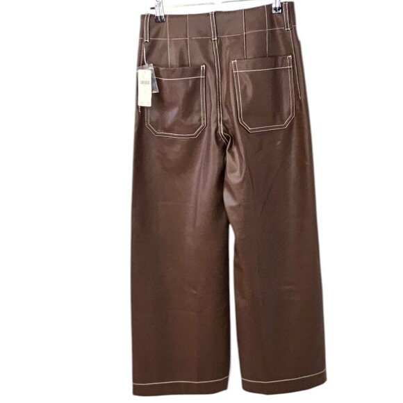 Anthropologie Maeve The Colette Crop Wide-Leg Pants, Faux-Leather Top-Stitch, 26 - Picture 2 of 10